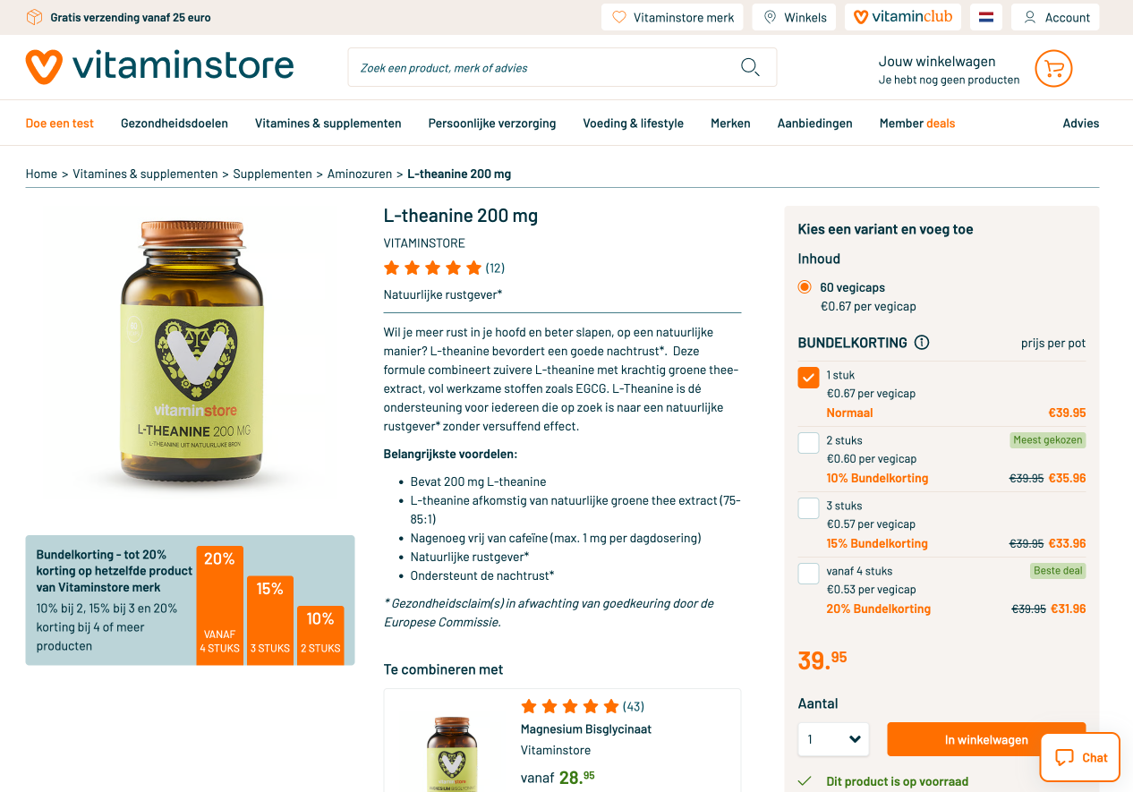 Vitaminstore homepage